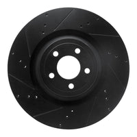 R1 Concepts R1 15-23 Ford Mustang Front Left Drilled & Slotted Black Brake Rotor