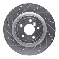 R1 Concepts R1 16-24 Jaguar XF Rear Left Drilled & Slotted Silver Brake Rotor
