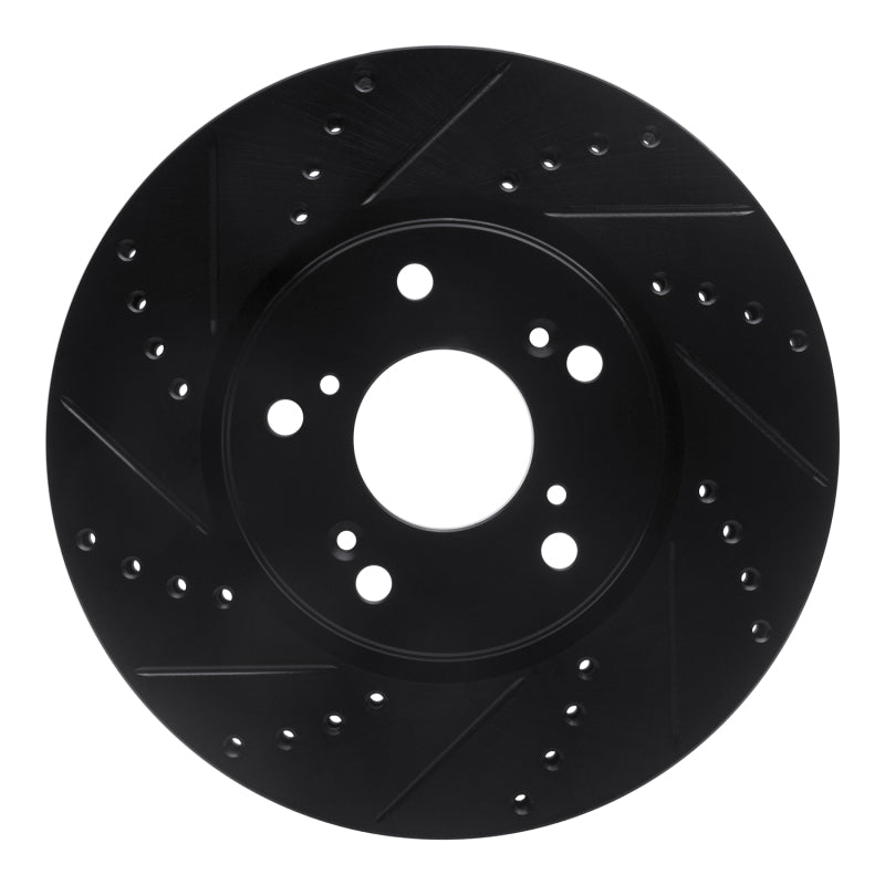 R1 Concepts R1 13-22 Honda Accord Coupe Front Left Drilled & Slotted Black Brake Rotor