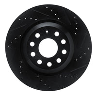 R1 Concepts R1 15-25 Volkswagen GTI Rear Right Drilled & Slotted Black Brake Rotor