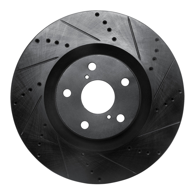 R1 Concepts R1 09-11 Lexus GS350 Right Front Drilled & Slotted Black Brake Rotor