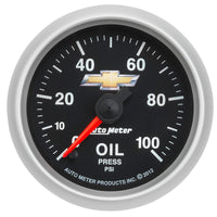 AutoMeter Gauge Oil Press 2-1/16in. 100PSI Digital Stepper Motor Chevy Gold Bowtie