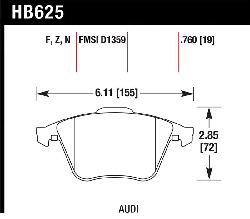 Hawk Performance Hawk 2001-2010 Audi S3 European HPS 5.0 Front Brake Pads