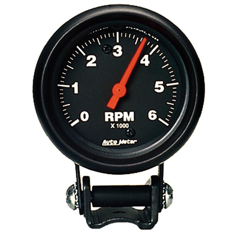 Autometer Black 2 5/8 inch 6000 rpm Tachometer Mini Tach Gauge