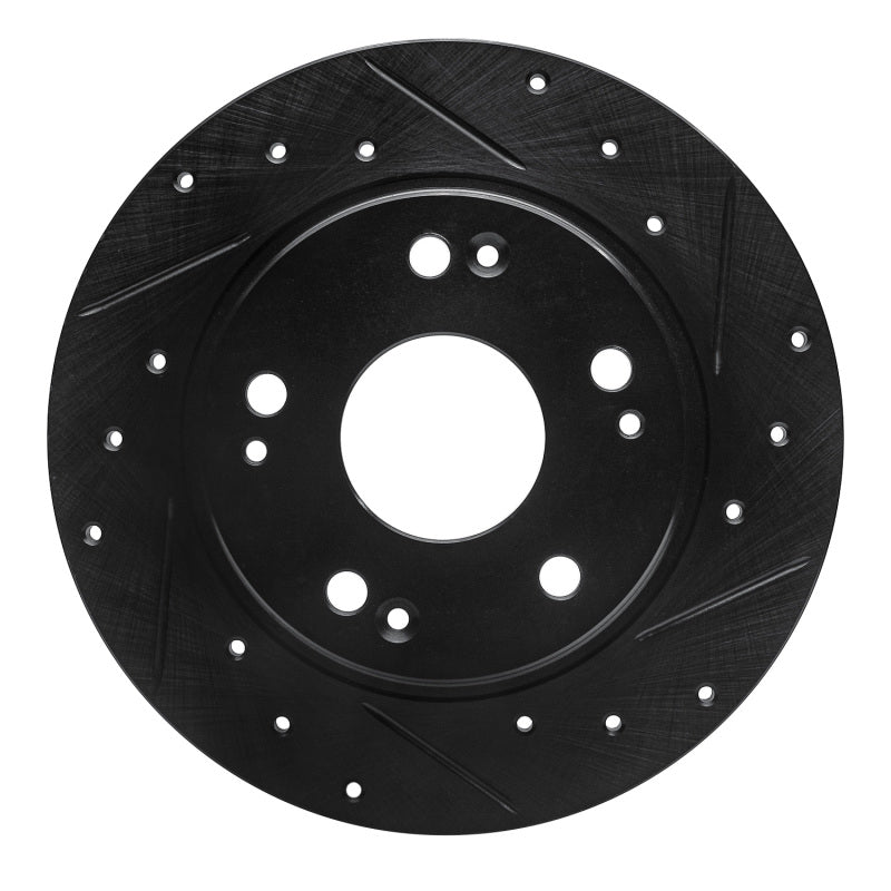 R1 Concepts R1 11-15 Honda CR-Z Rear Right Drilled & Slotted Black Brake Rotor