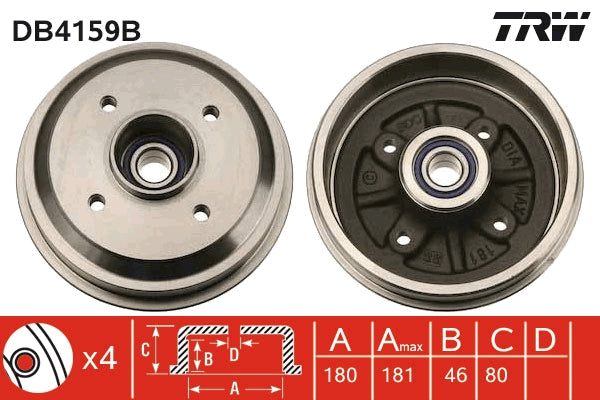 TRW MOTO DB4159B Brake Drum