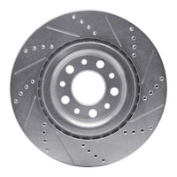 R1 Concepts R1 2017-2025 Alfa Romeo Stelvio Rear Left Drilled & Slotted Silver Brake Rotor