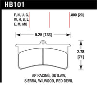 Hawk Performance Hawk Aerospace Components / AP Racing / Brakeman / CNC / Coleman / Outlaw DTC-60 Race Brake Pads