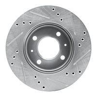 R1 Concepts R1 00-02 Hyundai Accent Front Left Drilled & Slotted Silver Brake Rotor