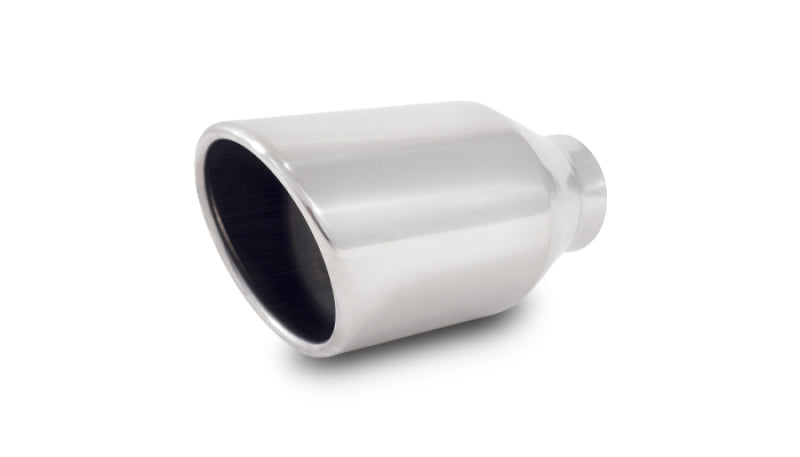 Vibrant 4in Round SS Exhaust Tip (Double Wall Resonated Angle Cut Rolled Edge)