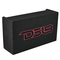 DS18 Single 10in Shallow Subwoofer & Enclosure 300 Watt RMS Downfiring Sealed Black Carpet Amplified