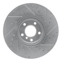 R1 Concepts R1 07-18 BMW X5 Front Left Drilled & Slotted Silver Brake Rotor