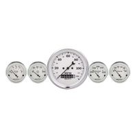 AutoMeter Gauge Kit 5 Pc. 3-3/8in. & 2-1/16in. Elec. Speedometer Old Tyme White