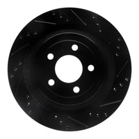 R1 Concepts R1 15-23 Ford Mustang Rear Right Drilled & Slotted Black Brake Rotor