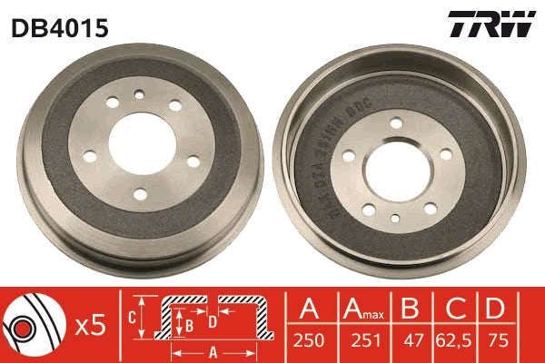 TRW MOTO DB4015 Brake Drum