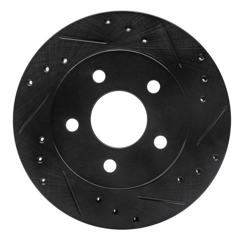 R1 Concepts R1 93-98 Ford Thunderbird Rear Right Drilled & Slotted Black Brake Rotor