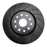 R1 Concepts R1 07-23 Lexus LS460 Front Left Drilled & Slotted Black Brake Rotor