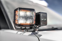 Go Rhino Xplor Blackout Combo Series Cube Sideline LED Spot Lights w/ Amber 4x3 - Blk (Pair)