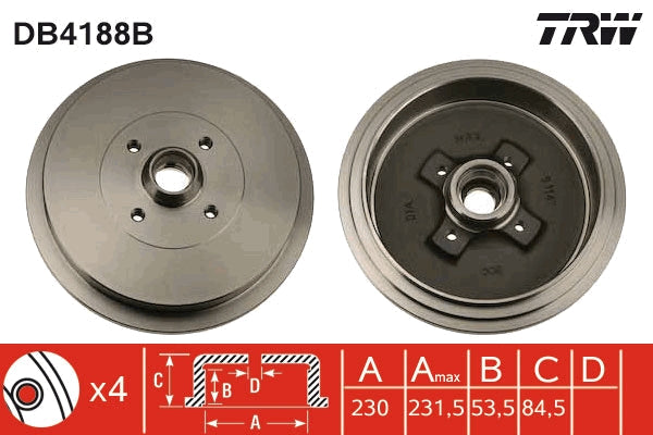 TRW MOTO DB4188B Brake Drum