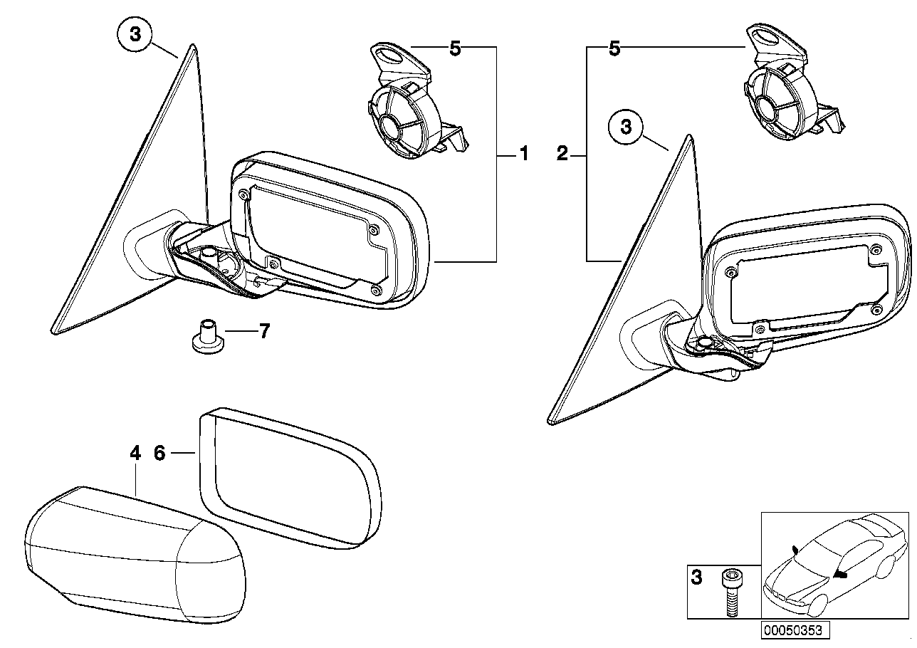 Genuine BMW 51167003440 E46 Outside Mirror Heated With Memory,Right (Inc. 320d, 325xi & 316i)