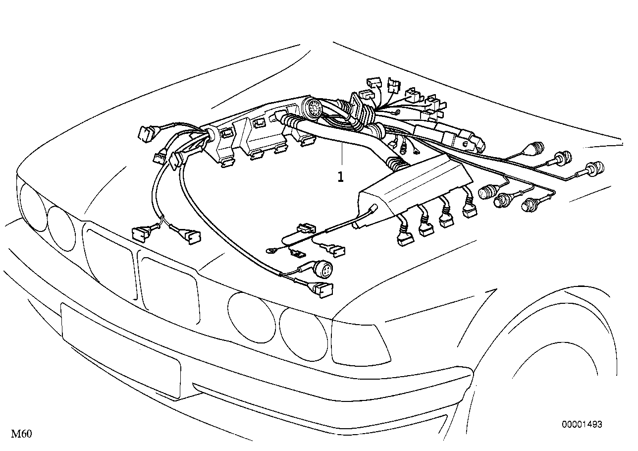 Genuine BMW 12511742035 E34 Engine Wiring Harness Dme+Egs+Asc (Inc. 540i)