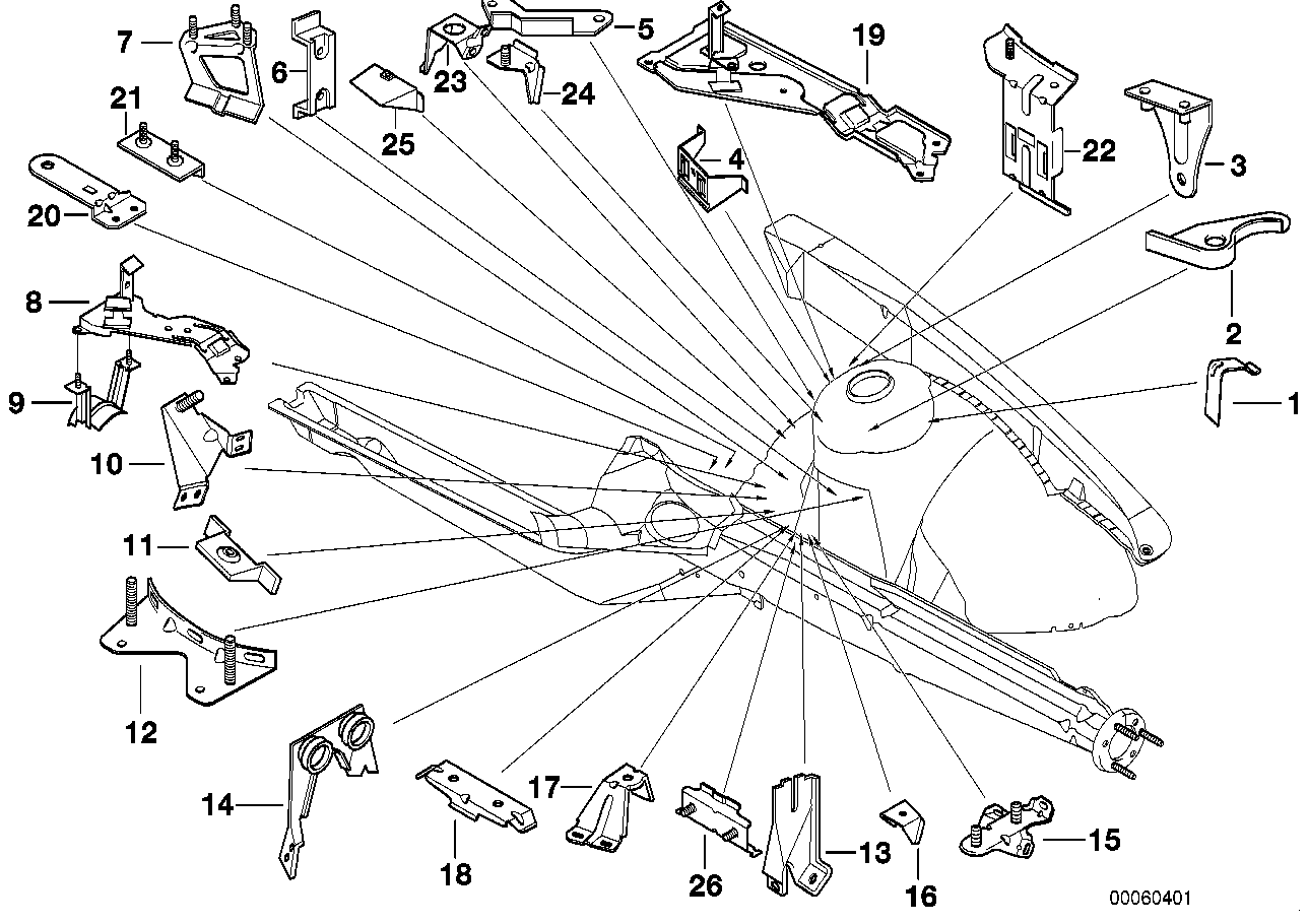 Genuine BMW 41008407371 E36 Cooling Water Compensation Tank Bracket (Inc. Z3 2.5i, Z3 2.8 & Z3 2.5)