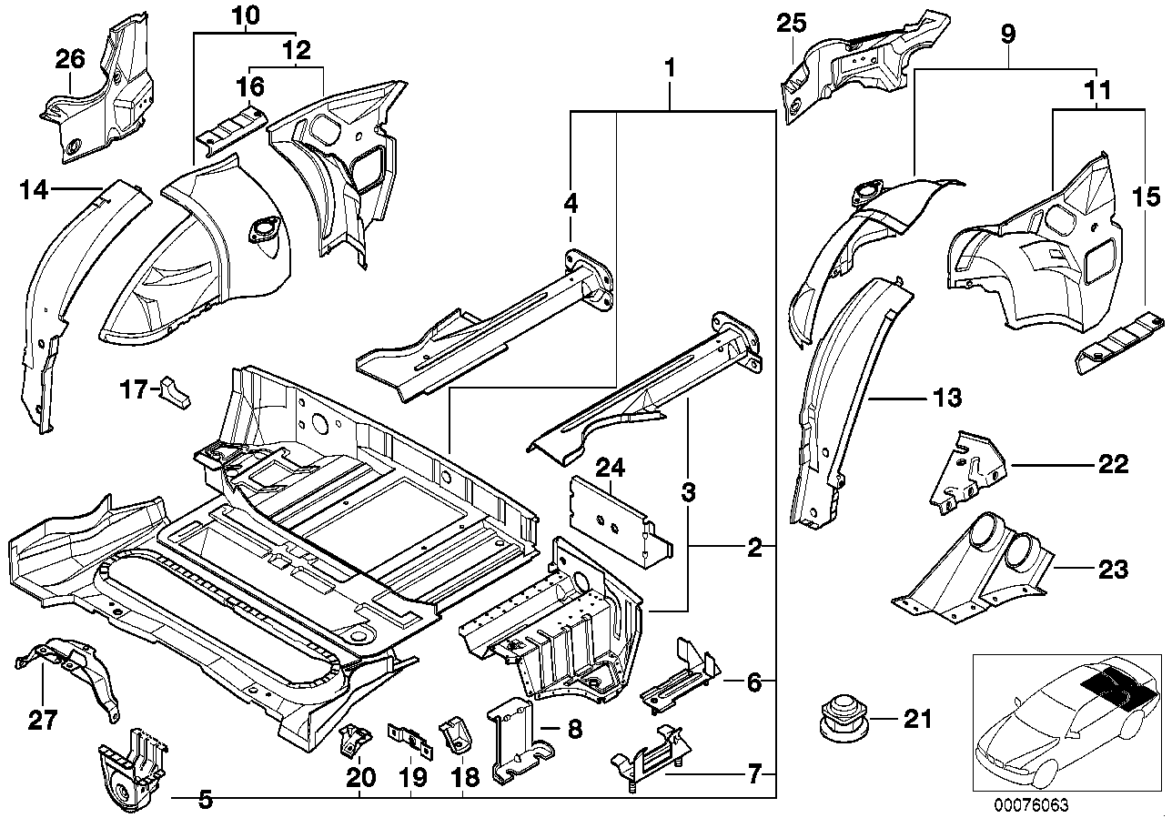 Genuine BMW 41122269468 E36 Exterior Right Rear Silencer Bracket (Inc. Z3 M)