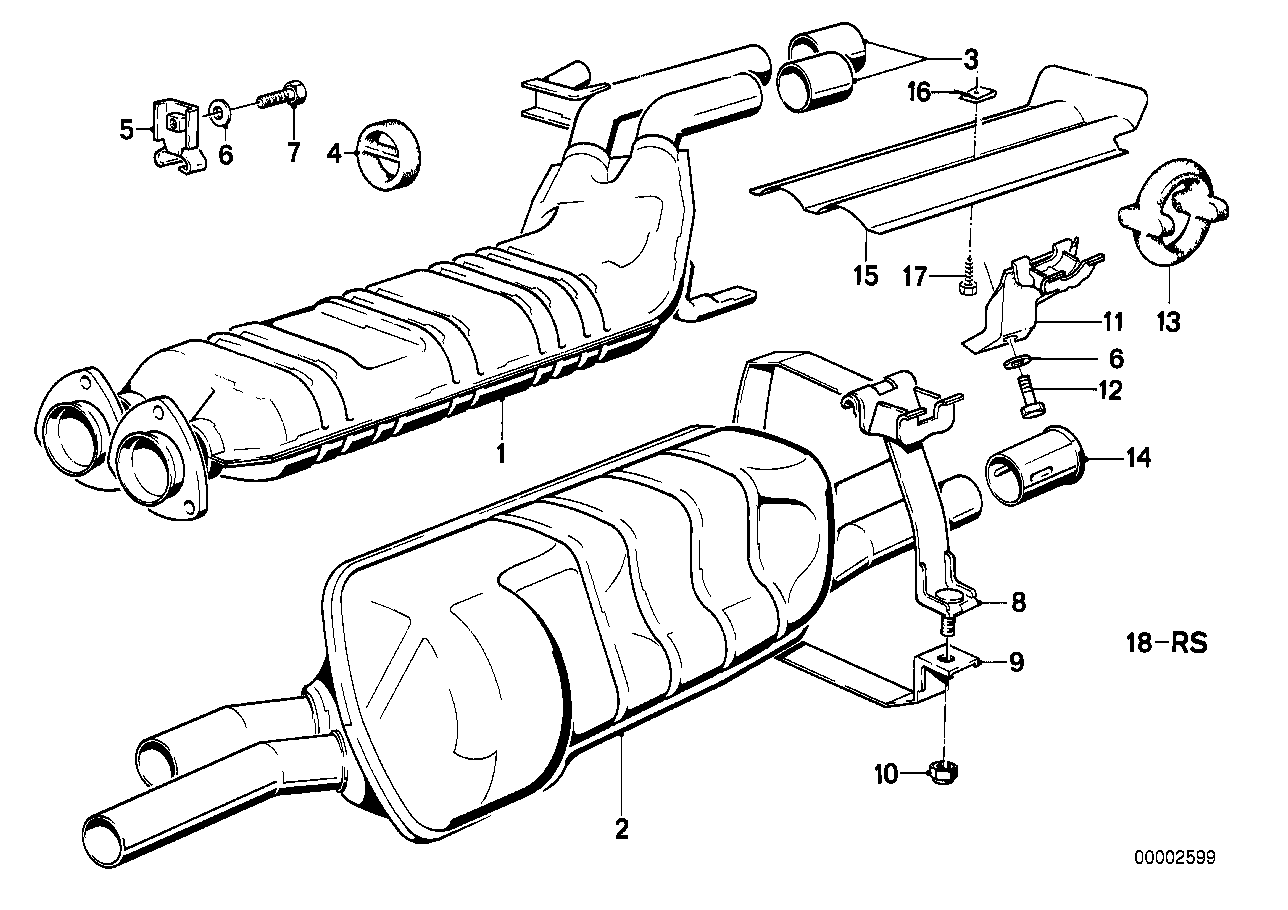 Genuine BMW 18121309004 Rear Muffler |