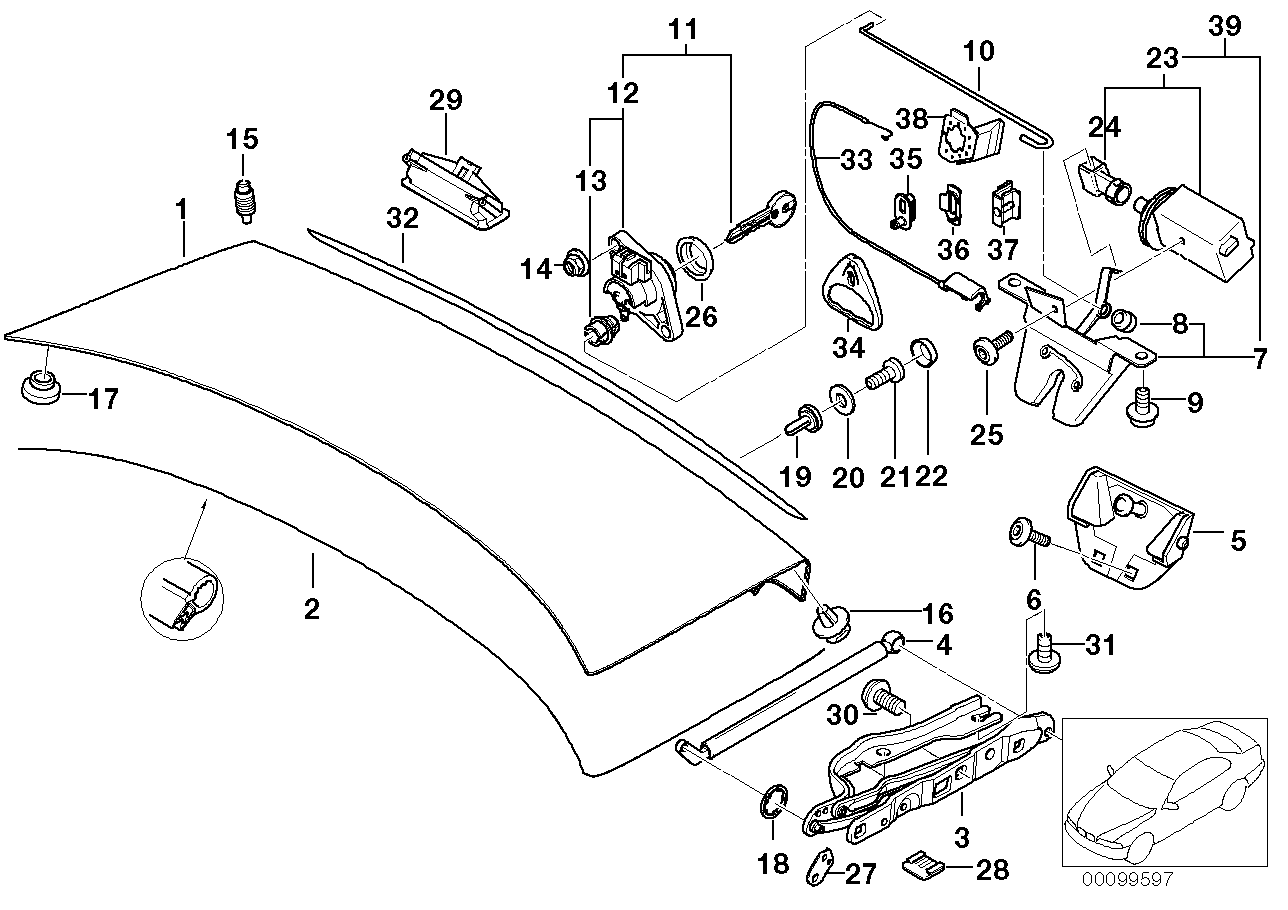 Genuine BMW 51248222911 E39 Stopper Left (Inc. 525i, 540i & 540iP)