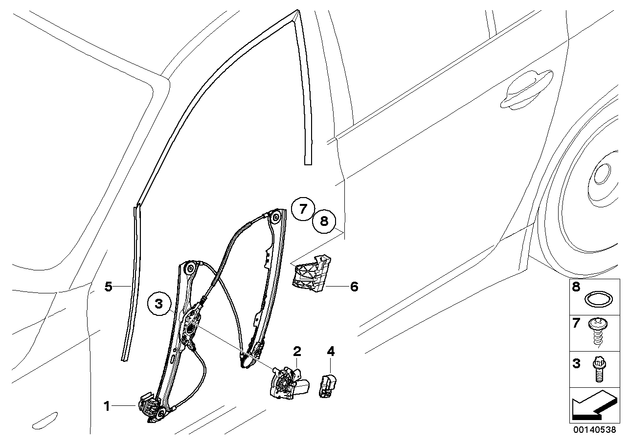 Genuine BMW 51337057490 E60 E61 Front Right Window Guide (Inc. 530xd, 523i & 550i)
