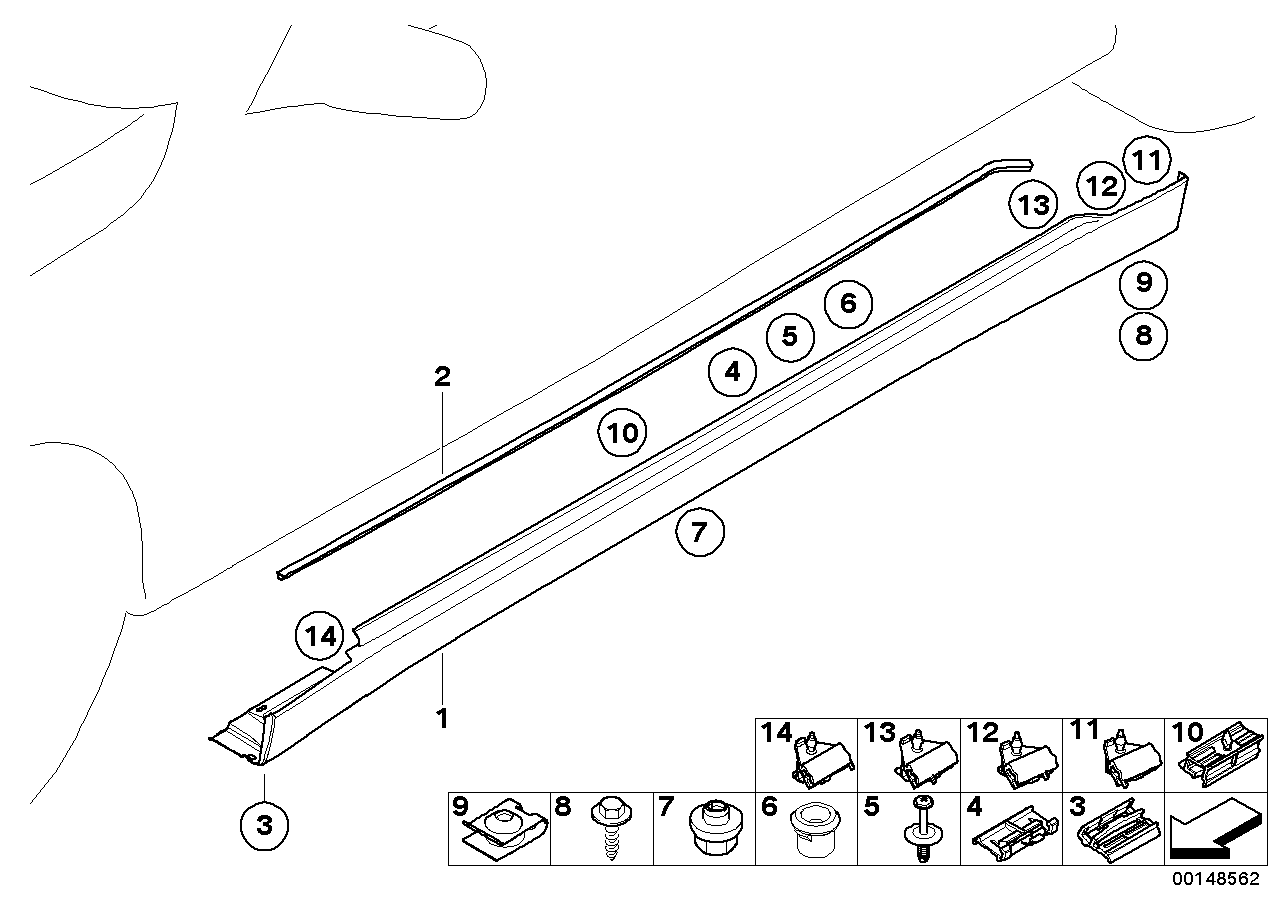 Genuine BMW 51717038274 E66 E67 Synthetic Strip 1872 mm (Inc. 745LiS, 760Li & 735Li)