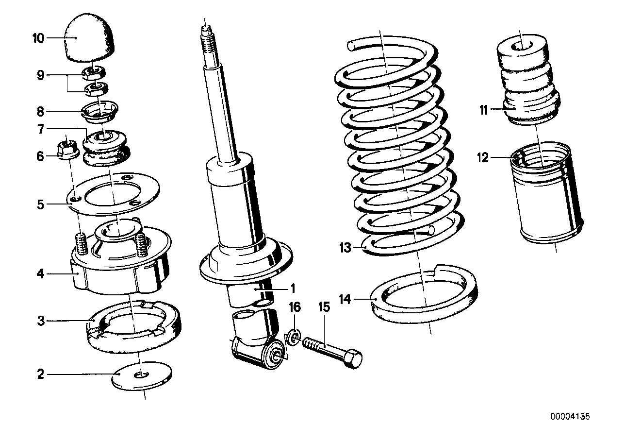 Genuine BMW 33522225150 E24 Shock Absorber, Rear BILSTEIN (Inc. M635CSi)