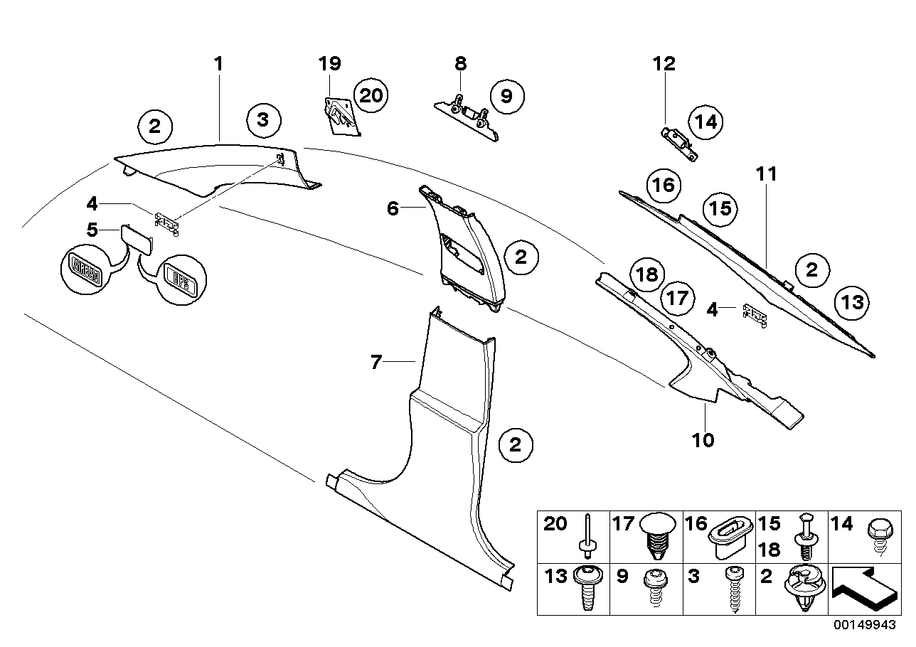 Genuine BMW 51437037878 E60 Bracket, Trim Panel, Rear Right (Inc. 520d, M5 & 523i)