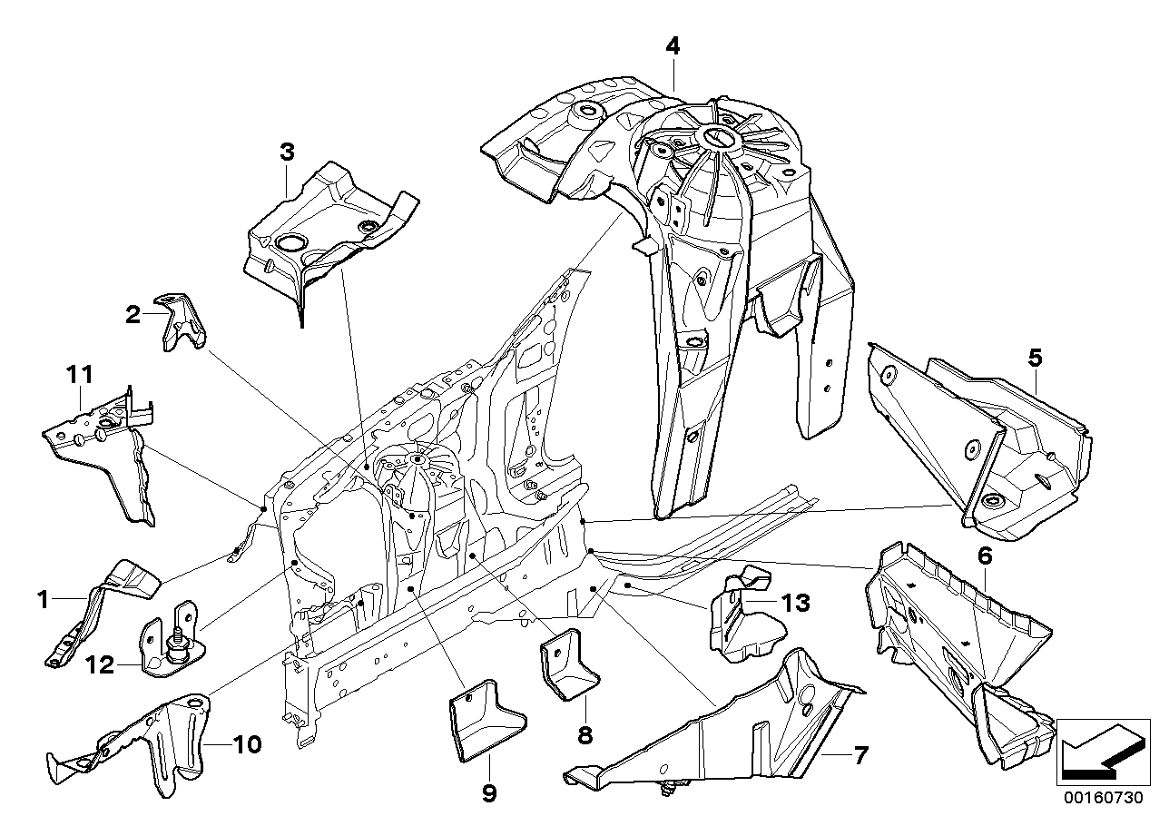Genuine BMW 41147897772 E60 E61 Bracket Side Panel Right (Inc. M5)