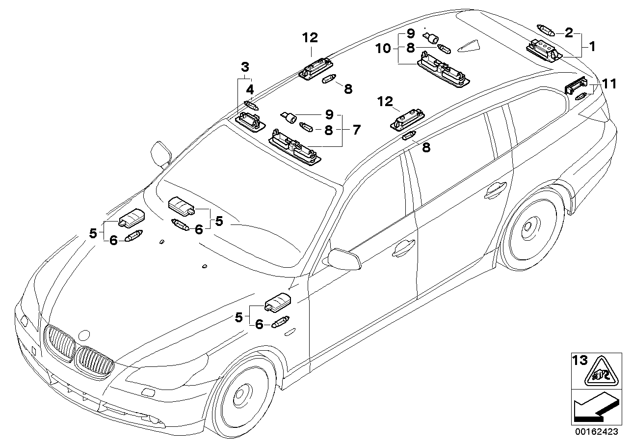 Genuine BMW 63316962057 E60 E61 Interior Reading Light, Rear (Inc. 520d, 530xi & 550i)