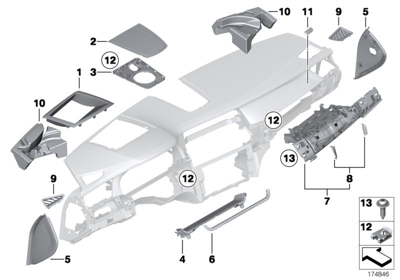 Genuine BMW 51459160055 Side Cover For "Airbag Off" Right DOLOMITI (Inc. 750LiX 4.0, 740LiX & 750LiX 4.4)