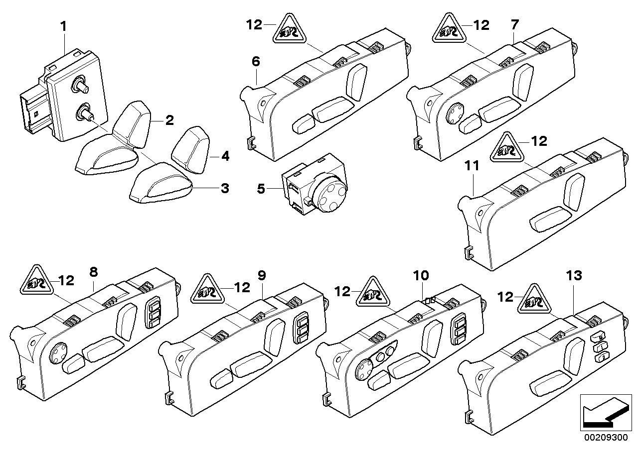 Genuine BMW 61316958526 E71 E70 Seat Adjustment Switch, Right (Inc. X5)