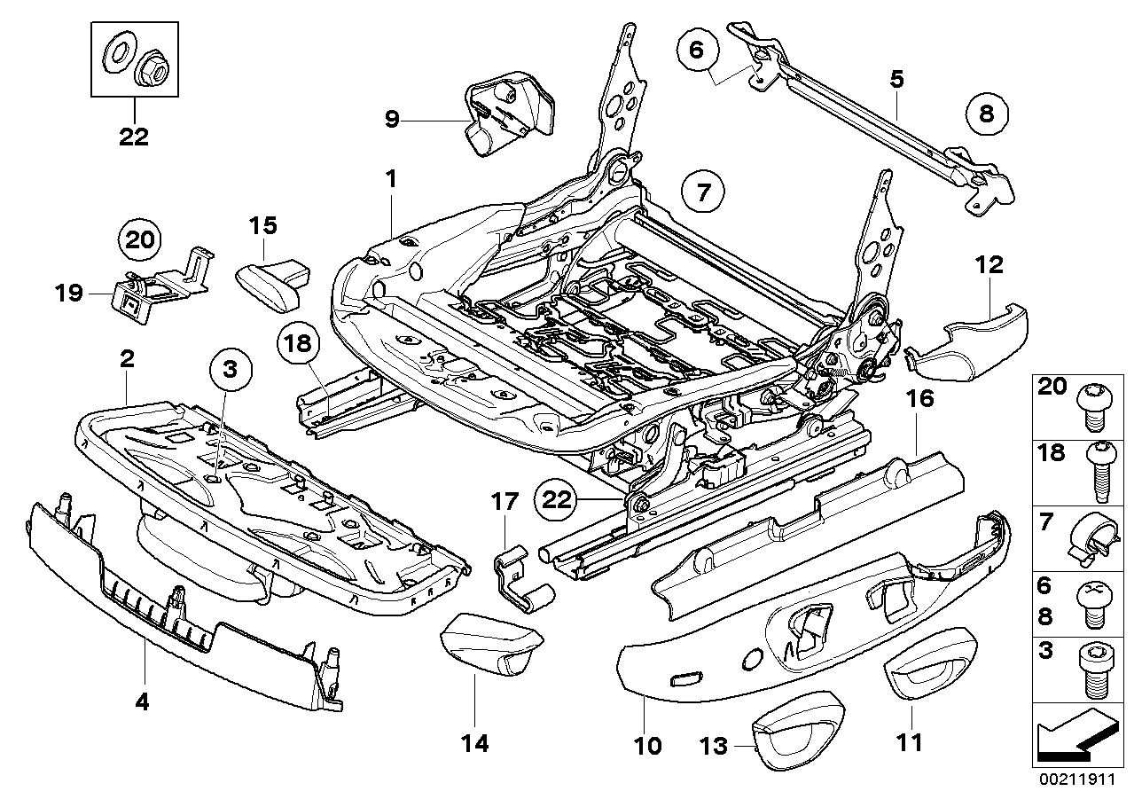 Genuine BMW 52109133414 E88 Seat Mechanism Right (Inc. 123d, 118i & 125i)