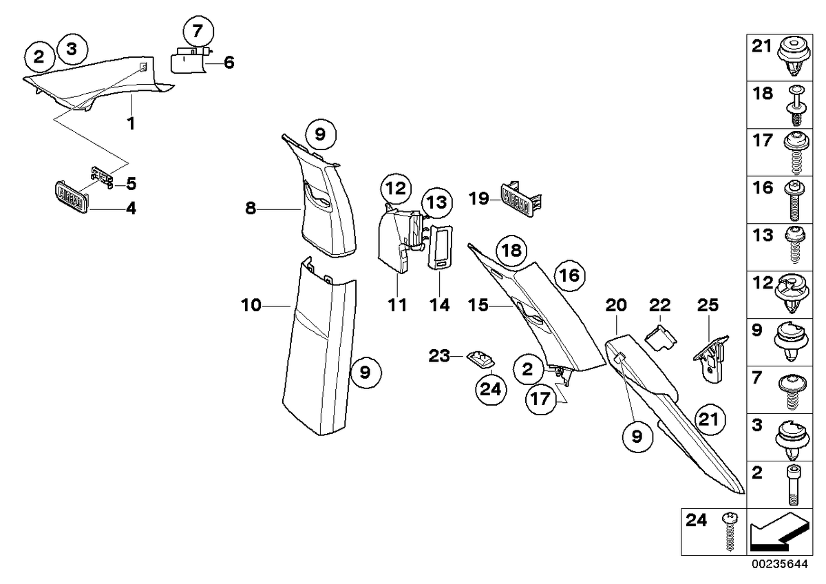 Genuine BMW 51436970428 E70 Cover, B-Column Bottom Right TABAK (Inc. X5)