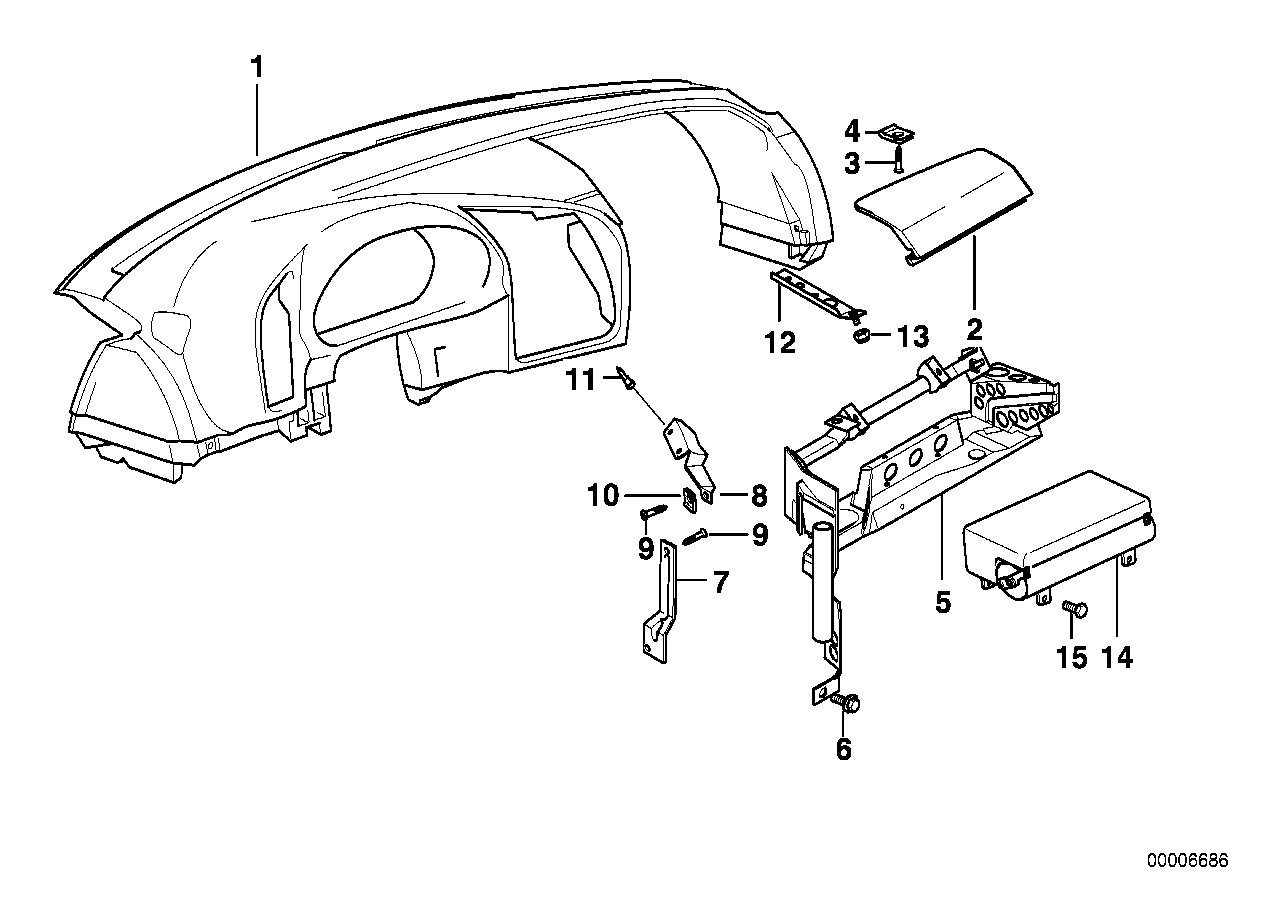 Genuine BMW 51458157997 E36 Trim Panel Dashboard SCHWARZ (Inc. M3, 318is & 316i)