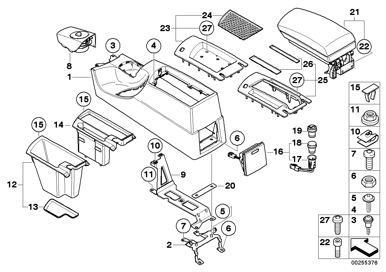 Genuine BMW 51163421544 E83 Cover, Armrest Imitat. Leather Front SCHWARZ (Inc. X3)