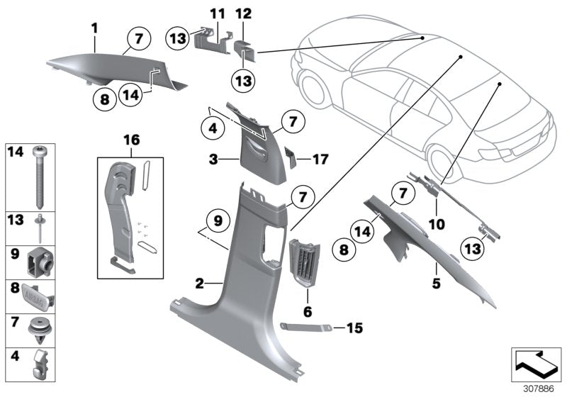 Genuine BMW 51439196248 Right Column A Cover OYSTER (Inc. 520i, 525dX & 535iX)