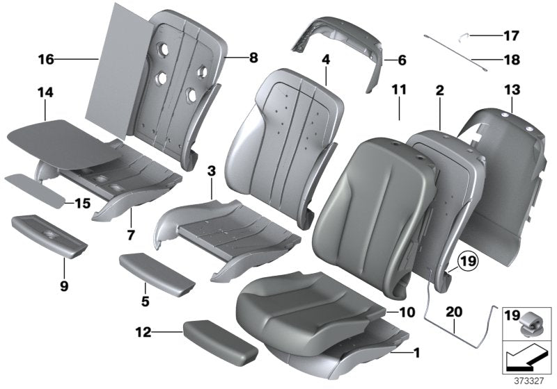 Genuine BMW 52107280560 Cover For Comfort Seat, Leather Right NABY VERMIL.ROT (Inc. 650i, 640d & 640i)
