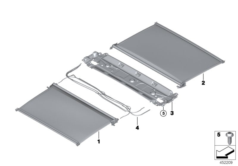 Genuine BMW 54108065709 Roller Sunblind Front ANTHRAZIT (Inc. 745LeX, 745eX & 740iX)