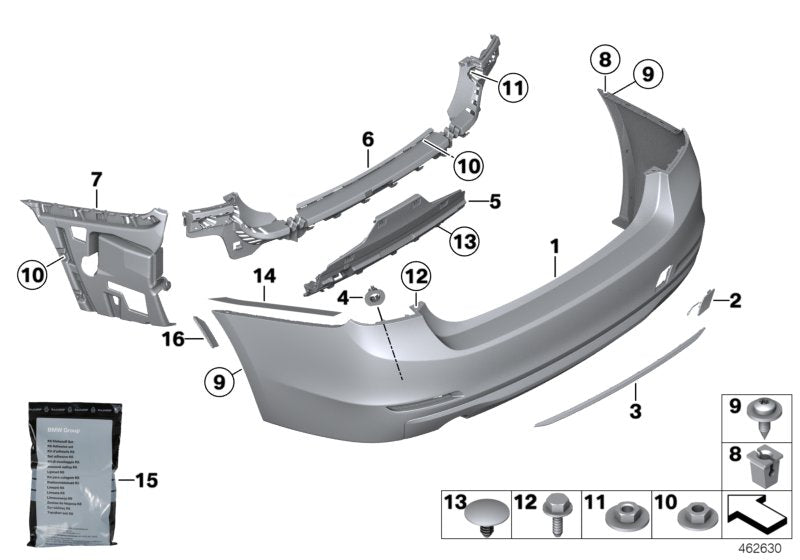 Genuine BMW 51127312732 Bumper Trim Panel, Primed, Rear LINES (Inc. 335iX, 335i & Hybrid 3)