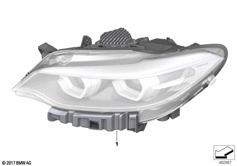 Genuine BMW 63117469779 Headlight, Led Technology, Left