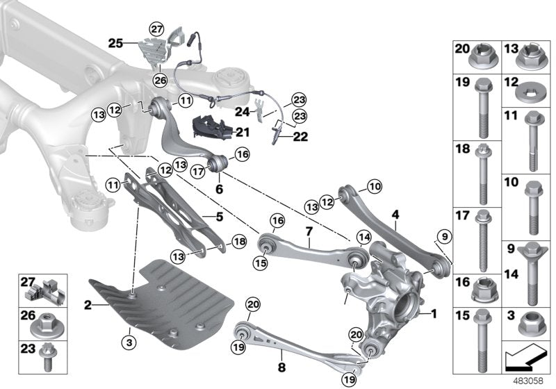 Genuine BMW 33326883339 F91 G11 Wishbone, Bottom, With Rubber Mount Left (Inc. 530e, 750LdX & 740LiX)