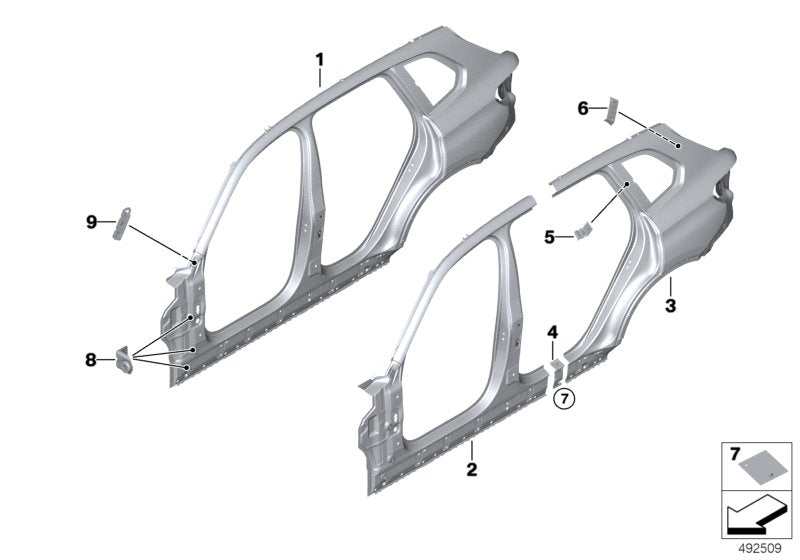 Genuine BMW 41009492931 G05 Reinforcement Plate, C-Pillar, Left (Inc. X5)