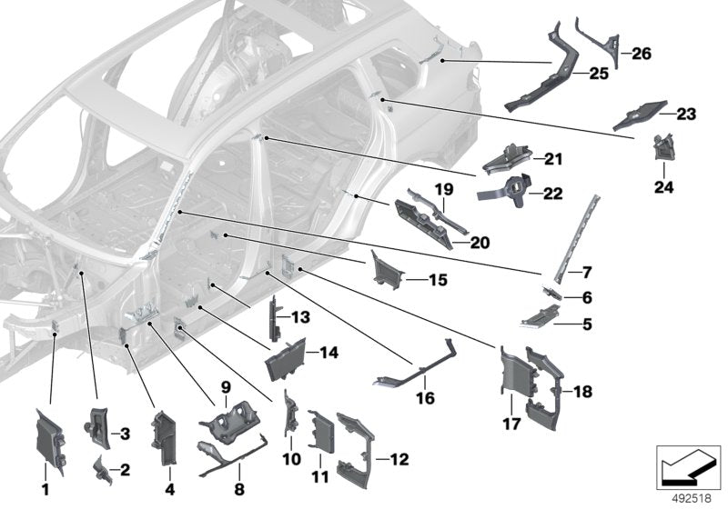 Genuine BMW 41007414970 G07 Molded Part, Wheelhousing, Inside (Inc. X7)
