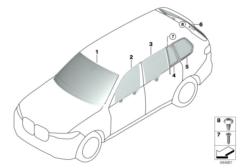 Genuine BMW 51377444116 G07 Side Window, Rigid, Rear Right SSG-VSG (Inc. X7) |  UK Car Parts
